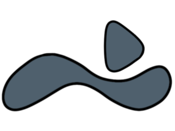 a blue triangle pointing right above a horizontal blue S shape